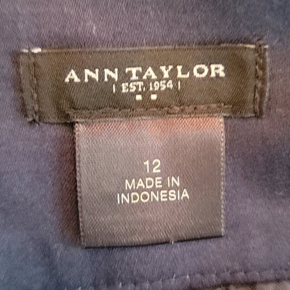 ANN TAYLOR Navy Blue Green Beachy Ombre Striped Office Preppy Pencil Skirt 12 - Picture 4 of 11